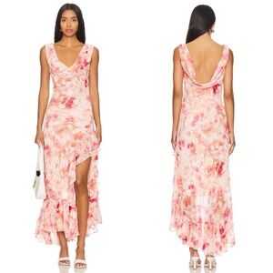 Astr Pink Peach Floral Cowl Neck Maxi Dress